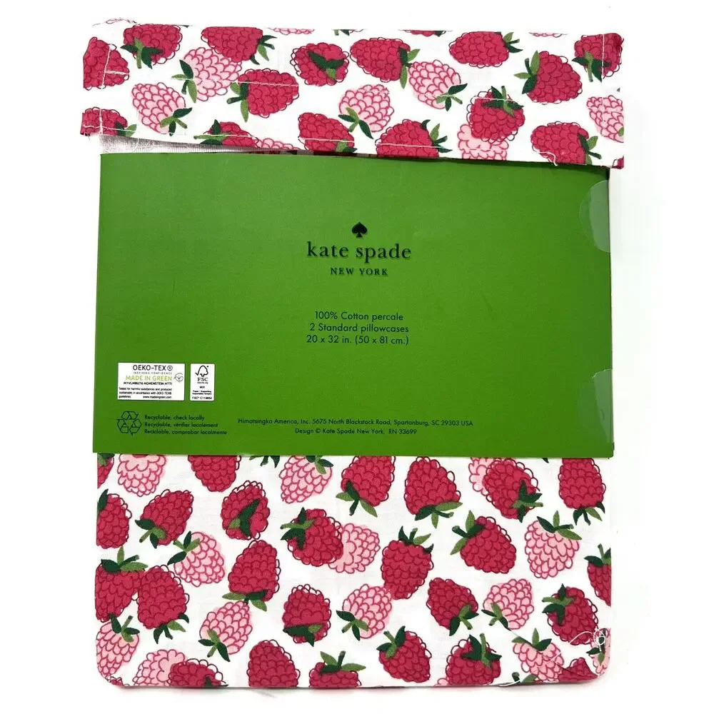 Kate Spade New York Raspberries Standard Pillow Cases NIP 100% Cotton *READ*
